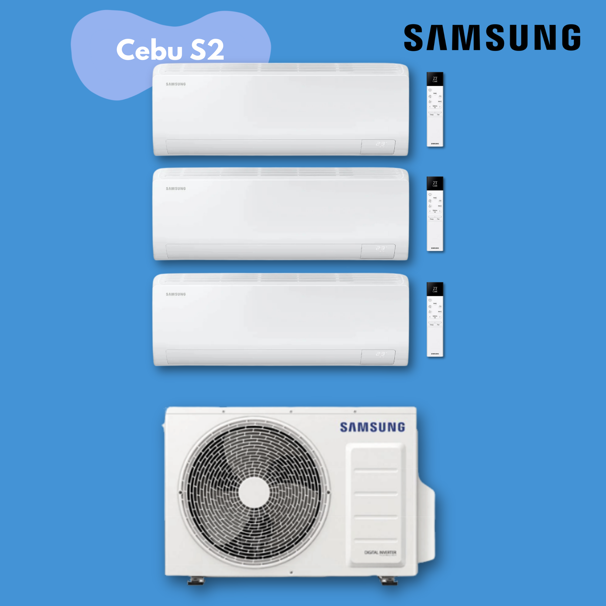 Samsung CEBU 2.5 + 2.5 + 3.5 kW (9.000 + 9.000 + 12.000 BTU) – KIT Trial Split Inverter R32