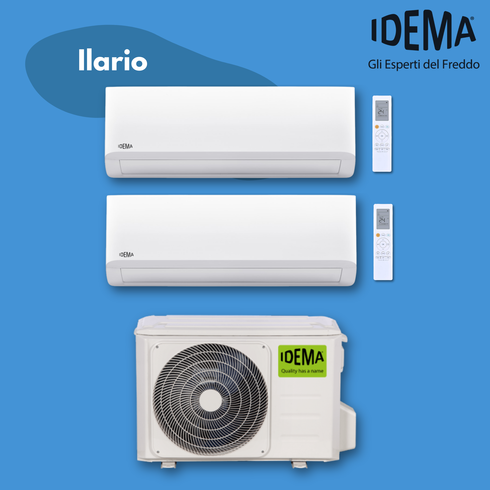 Idema ILARIO 2.5 + 3.5 kW (9.000 + 12.000 BTU) – KIT Dual Split Inverter R32